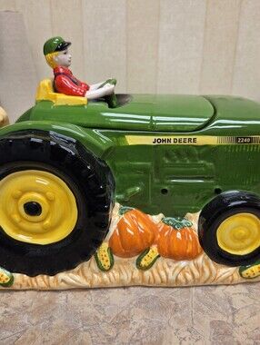 John Deere Tractor Cookie Jar With Farmer And Doggie